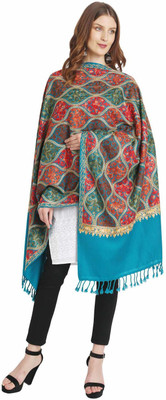 Feathers Polyester Wool Blend Embroidered Women Shawl(Multicolor)
