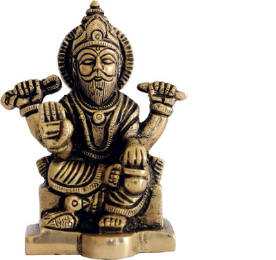 B H A R A T H A A T Brass Vishvakarma Sitting Sri Hindu God Visvakarma Diety Idol Sculpture Statue Lord Vishva karma Murti Pooja Best Handicrafts Art (1.8 x 1.5 x 2.8 inch, Yellow ) BH07221 Decorative Showpiece - 7.112 cm(Brass, Yellow)