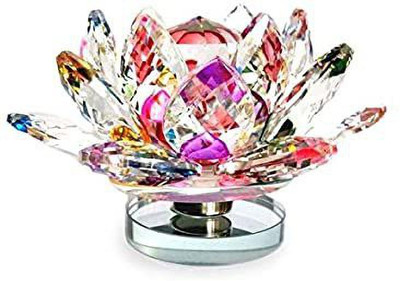 DIVINE Multicolor Crystal lotus flower - 11 cm length Decorative Showpiece  -  7.5 cm(Crystal, Multicolor)