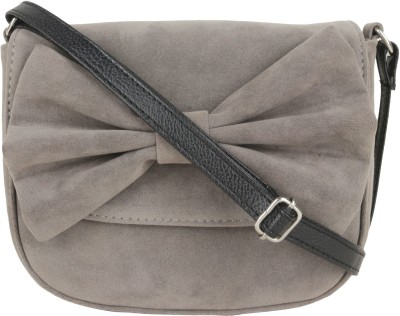 Antin Grey Sling Bag Women's/Girls Grey Faux Suede Trendy Stylish Bow Sling Bag Shoulder Bag Stylish and cool design with adjUstable contrast sling