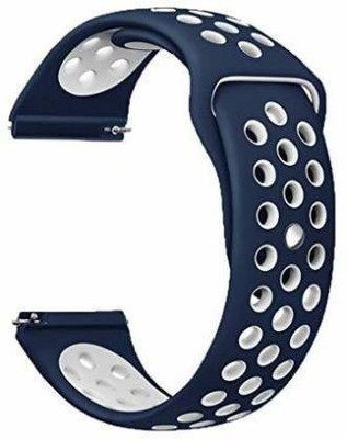 Big Wings 22mm Dual Color Silicone Strap Compatible with REALME WATCH S, BOAT XTEND Smart Watch Strap(Blue, White)