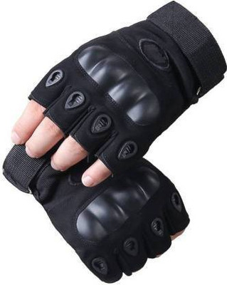 QWICK CLICK Half Finger Bike Riding Gloves for Bikers/Outdoor Driving Gloves(Black)