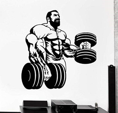 LYOMAN 59 cm bodybiulding-blk Self Adhesive Sticker(Pack of 1)