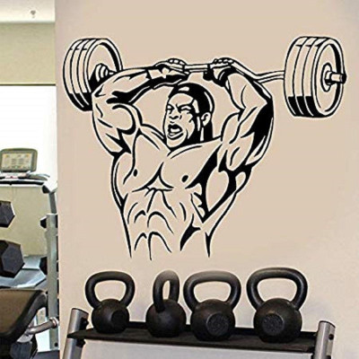 LYOMAN 59 cm powerlifting-blk Self Adhesive Sticker(Pack of 1)