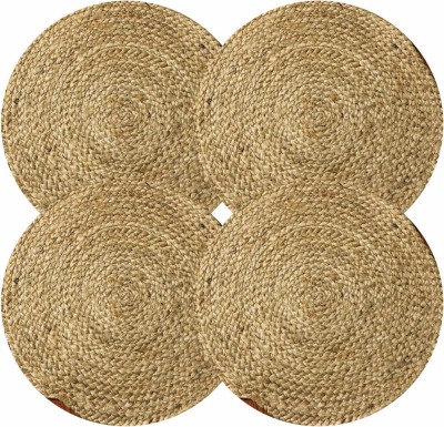 pepme Round Pack of 4 Table Placemat(Beige, Jute)