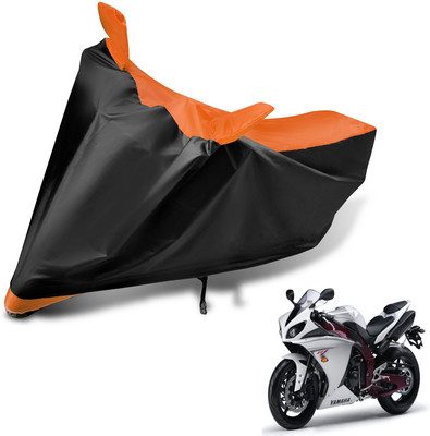 Auto Hub Two Wheeler Cover for Yamaha(Black, Orange)