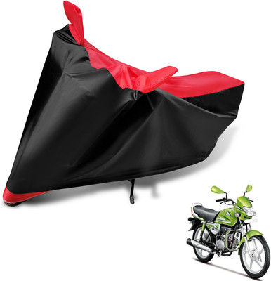 MOCKHE Two Wheeler Cover for Hero(HF Deluxe Eco, Black, Red)
