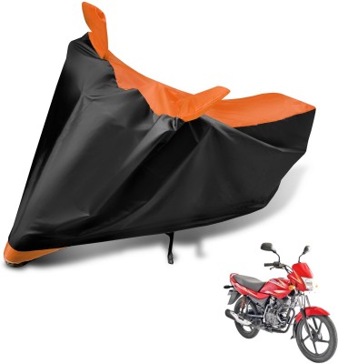 Auto Hub Two Wheeler Cover for Bajaj(Platina 100 DTS-i, Black, Orange)