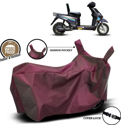 SEBONGO Waterproof Two Wheeler Cover for Hero(Electric NYX, Maroon)
