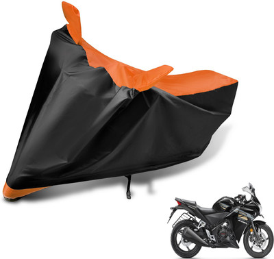 Auto Hub Two Wheeler Cover for Honda(CBR 250R, Black, Orange)