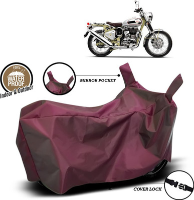 SEBONGO Waterproof Two Wheeler Cover for Royal Enfield(Bullet Trials 500, Maroon)