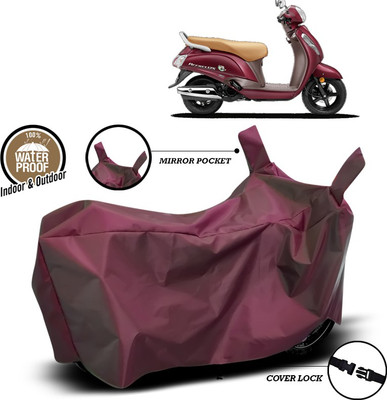 SEBONGO Waterproof Two Wheeler Cover for Suzuki(New Access 125, Maroon)