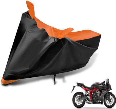 Auto Hub Two Wheeler Cover for Honda(CBR 650F, Black, Orange)