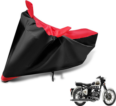 MOCKHE Two Wheeler Cover for Royal Enfield(Classic 350, Black, Red)