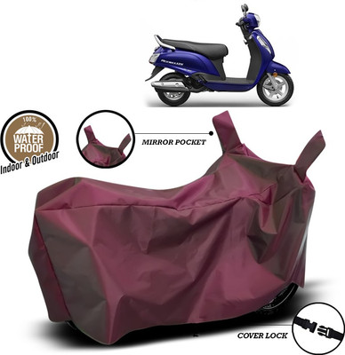 SEBONGO Waterproof Two Wheeler Cover for Suzuki(New Access 125, Maroon)