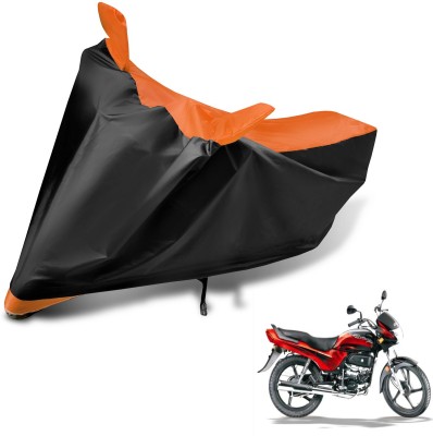 Auto Hub Two Wheeler Cover for Hero(Passion Plus, Black, Orange)