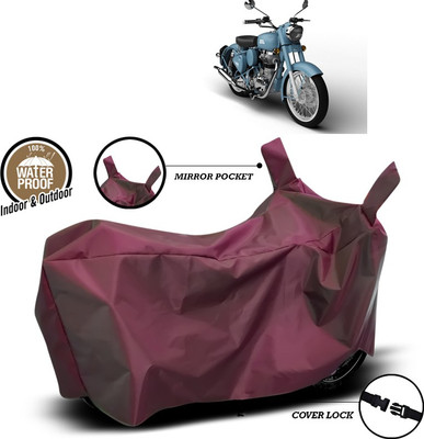 SEBONGO Waterproof Two Wheeler Cover for Royal Enfield(Classic 500, Maroon)