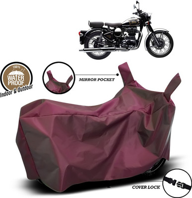 ANTHUB Waterproof Two Wheeler Cover for Royal Enfield(Classic Chrome, Maroon)