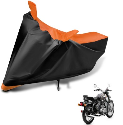 MOCKHE Two Wheeler Cover for Royal Enfield(Bullet 500, Black, Orange)