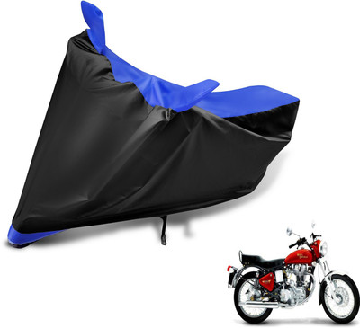 MOCKHE Two Wheeler Cover for Royal Enfield(Electra 5S, Black, Blue)