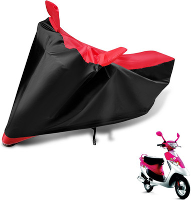 MOCKHE Two Wheeler Cover for TVS(Scooty Pep+, Black, Red)