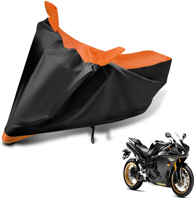 Auto Hub Two Wheeler Cover for Yamaha(YZF R1, Black, Orange)