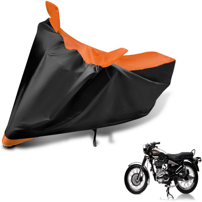 Auto Hub Two Wheeler Cover for Royal Enfield(Electra Delux, Black, Orange)