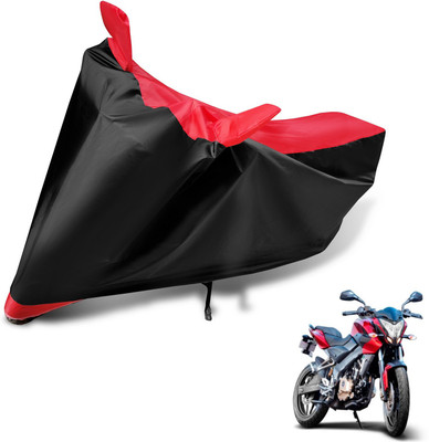 Auto Hub Two Wheeler Cover for Bajaj(Pulsar 200 NS DTS-i, Black, Red)