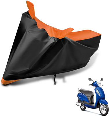 Auto Hub Two Wheeler Cover for Suzuki(Access 125, Black, Orange)