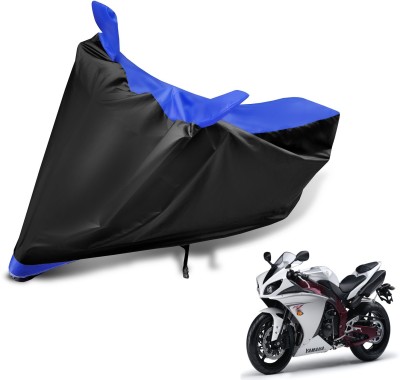 MOCKHE Two Wheeler Cover for Yamaha(Black, Blue)