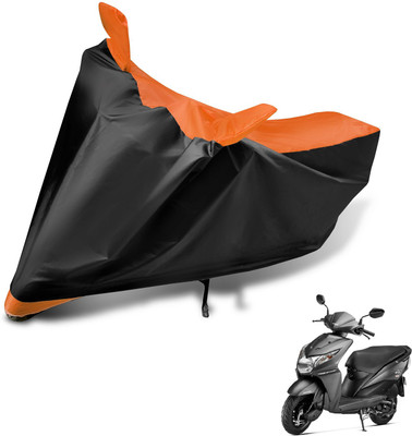 Auto Hub Two Wheeler Cover for Honda(Dio, Black, Orange)