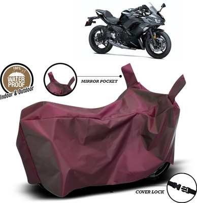 ANTHUB Waterproof Two Wheeler Cover for Kawasaki(Ninja 650, Maroon)