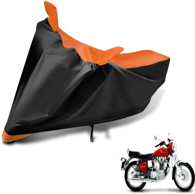 MOCKHE Two Wheeler Cover for Royal Enfield(Electra 5S, Black, Orange)