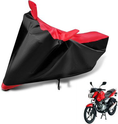 MOCKHE Two Wheeler Cover for Bajaj(Pulsar 135 LS DTS-i, Black, Red)