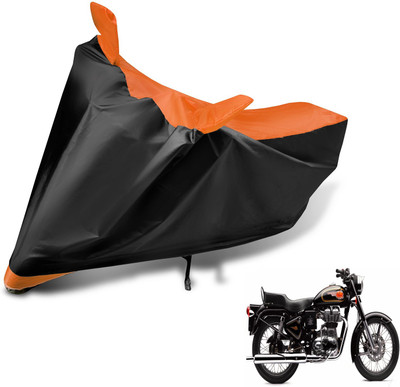 Auto Hub Two Wheeler Cover for Royal Enfield(500, Black, Orange)