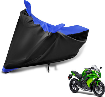 MOCKHE Two Wheeler Cover for Kawasaki(Ninja 650, Black, Blue)
