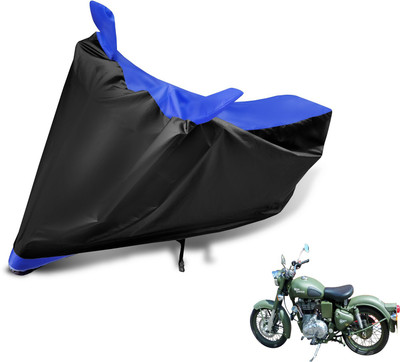 MOCKHE Two Wheeler Cover for Royal Enfield(Battle, Black, Blue)