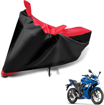MOCKHE Two Wheeler Cover for Suzuki(Gixxer SF, Black, Red)
