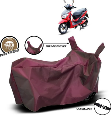 SEBONGO Waterproof Two Wheeler Cover for Hero(Electric, Maroon)