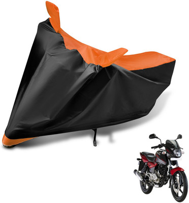 Auto Hub Two Wheeler Cover for Bajaj(Pulsar 180 DTS-i, Black, Orange)