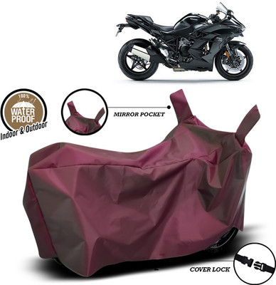 ANTHUB Waterproof Two Wheeler Cover for Kawasaki(Ninja H2, Maroon)