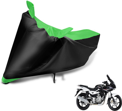 MOCKHE Two Wheeler Cover for Bajaj(Pulsar 220 DTS-i, Black, Green)