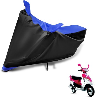 Auto Hub Two Wheeler Cover for TVS(Scooty Pep+, Black, Blue)