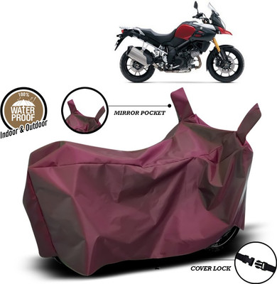 SEBONGO Waterproof Two Wheeler Cover for Suzuki(V Strom 1000, Maroon)