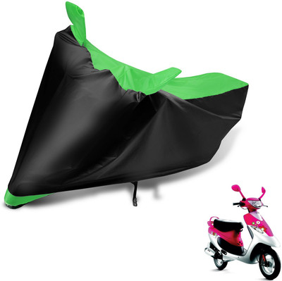 MOCKHE Two Wheeler Cover for TVS(Scooty Pep+, Black, Green)