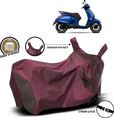SEBONGO Waterproof Two Wheeler Cover for Bajaj(Chetak, Maroon)