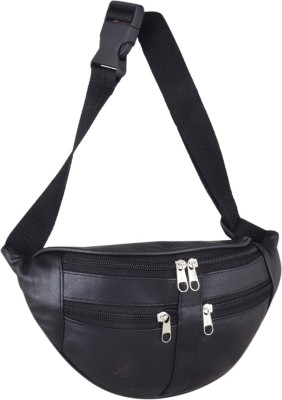 pocket bazar Genuine Leather Waist Bag Waist Bag(Black)