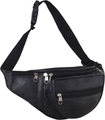SKKFASHION Genuine Leather Waist Bag Waist Bag(Black)