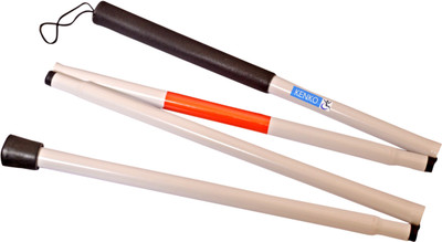 KENKO mobility Premium Folding Blind Cane Reflective Red Folding Walking Stick for Vision Impaired and Blind People WHITE Walking Stick