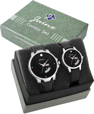 JAINX JC454 Black Day And Date Analog Analog Watch  - For Couple